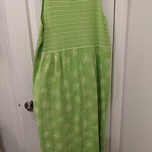 Vintage Fresh Produce Long Sleeveless Dress; Size L Lime Green